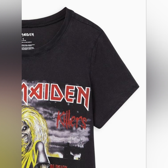 TORRID Classic Fit Crew Tee Iron Maiden Mineral Wash Black Tee Size 4 - Picture 3 of 12